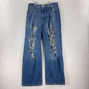 Anthropologie Pilcro The Joey High-Rise‎ Straight Jean Womens Size 31 Destroyed